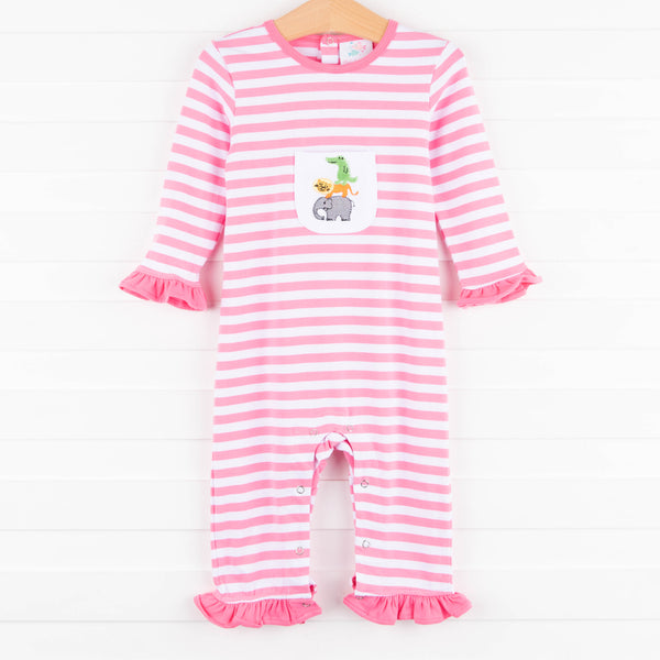 Zoo Pals Ruffle Romper, Pink
