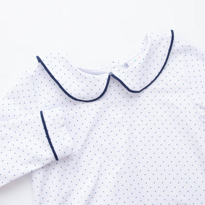 Campbell Pant Set, Navy Bitty Dot