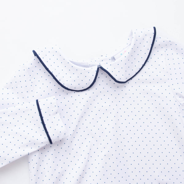 Campbell Pant Set, Navy Bitty Dot