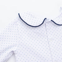 Campbell Pant Set, Navy Bitty Dot