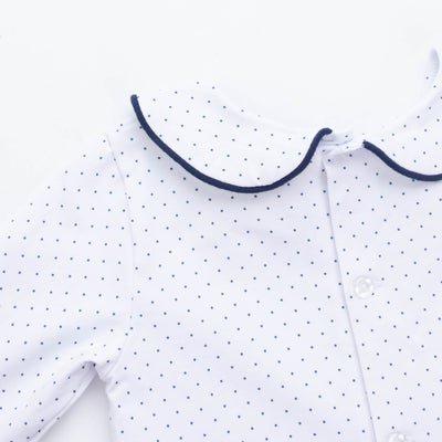 Campbell Pant Set, Navy Bitty Dot