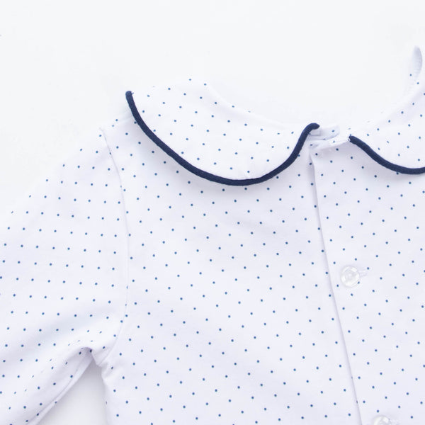 Campbell Pant Set, Navy Bitty Dot