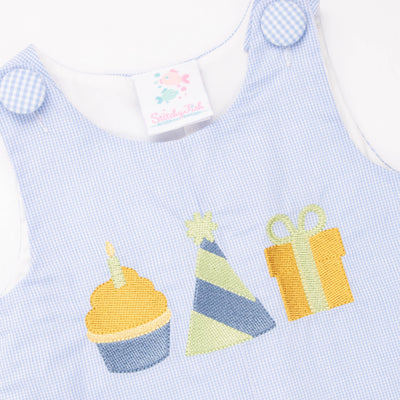 Birthday Surprise Embroidered Long Jon Jon, Blue