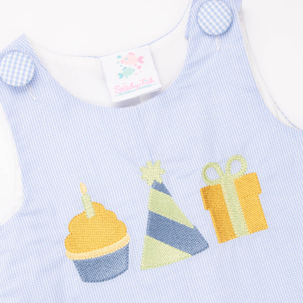 Birthday Surprise Embroidered Long Jon Jon, Blue