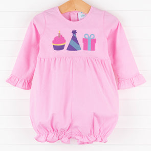 Birthday Surprise Long Sleeve Embroidered Bubble, Pink