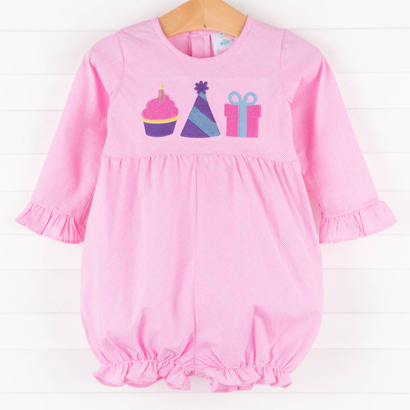 Birthday Surprise Long Sleeve Embroidered Bubble, Pink