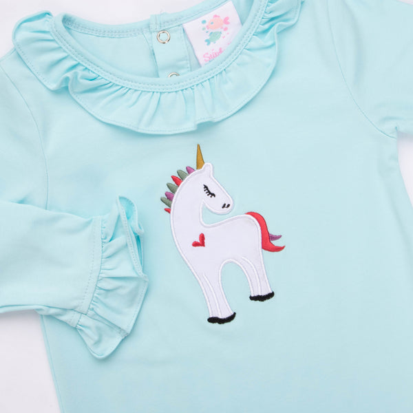 Unicorn Queen Romper, Blue