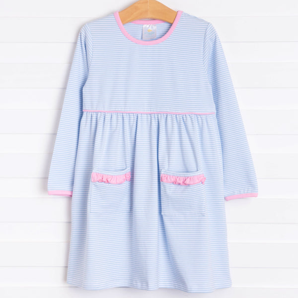 Josie Popover Dress, Blue Stripe