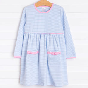 Josie Popover Dress, Blue Stripe