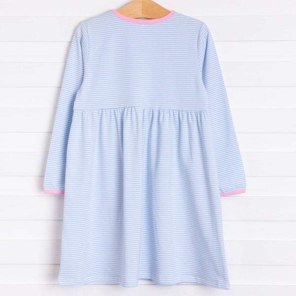 Josie Popover Dress, Blue Stripe