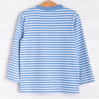 Little Chameleon Applique Shirt, Party Blue Stripe