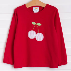 Cherry On Top Applique Shirt, Red