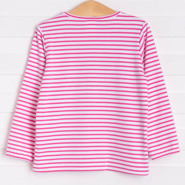 Turtle Friends Applique Shirt, Fuchsia Stripe