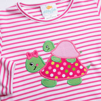 Turtle Friends Applique Shirt, Fuchsia Stripe