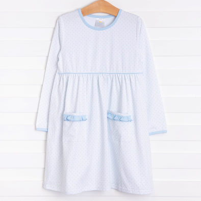 Josie Popover Dress, Blue Dot