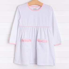 Josie Popover Dress, Pink Dot