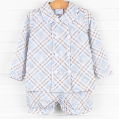 Padgett Plaid Short Set, Tan
