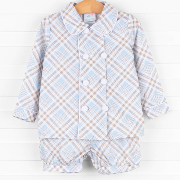 Padgett Plaid Short Set, Tan