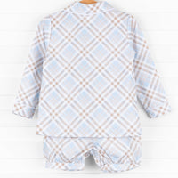 Padgett Plaid Short Set, Tan