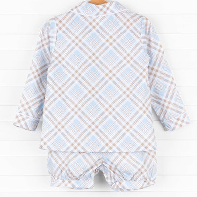 Padgett Plaid Short Set, Tan