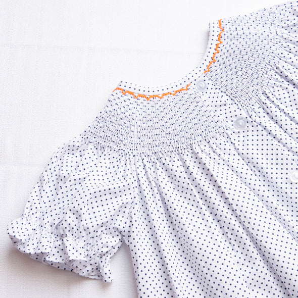 Spooky Spider Smocked Dress, Black Bitty Dot