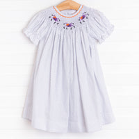 Spooky Spider Smocked Dress, Black Bitty Dot