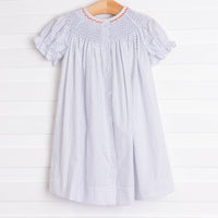 Spooky Spider Smocked Dress, Black Bitty Dot