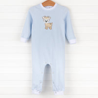 Deer Friend Applique Romper, Blue