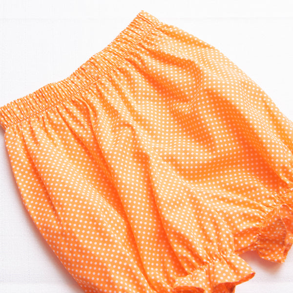 Trick or Treat Smocked Bloomer Set, Orange Bitty Dot