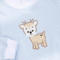 Deer Friend Applique Romper, Blue