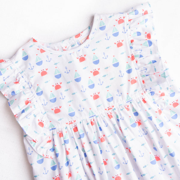 Waves Go By Dress, Blue