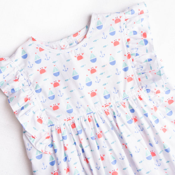 Waves Go By Dress, Blue