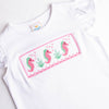 Seahorses and Sunshine Smocked Ruffle Short Set, Pink Stripe