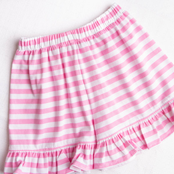 Seahorses and Sunshine Smocked Ruffle Short Set, Pink Stripe