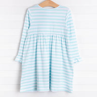 Gingerbread Applique Dress, Mint Stripe