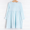 Gingerbread Applique Dress, Mint Stripe