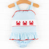 Crabby Critter Smocked One Piece, Blue