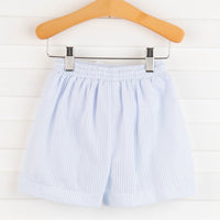 Chomp! Chomp! Smocked Swim Trunks, Blue