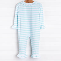 Gingerbread Applique Romper, Mint Stripe