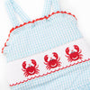 Crabby Critter Smocked One Piece, Blue