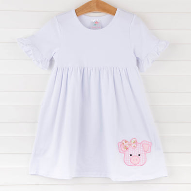 Precious Pig Dress, White