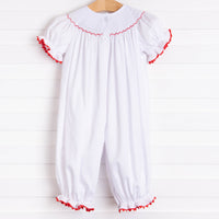 Happy Holidays Smocked Romper, White