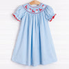 Santa's Coming Smocked Dress, Light Blue