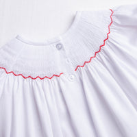 Happy Holidays Smocked Romper, White