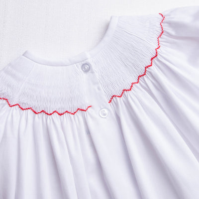 Happy Holidays Smocked Romper, White