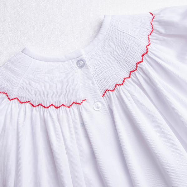 Happy Holidays Smocked Romper, White