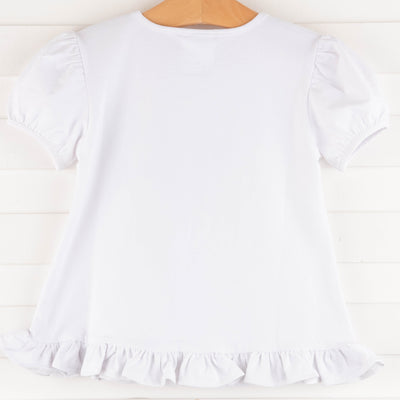 Sweet Freedom Ruffle Applique Shirt, White