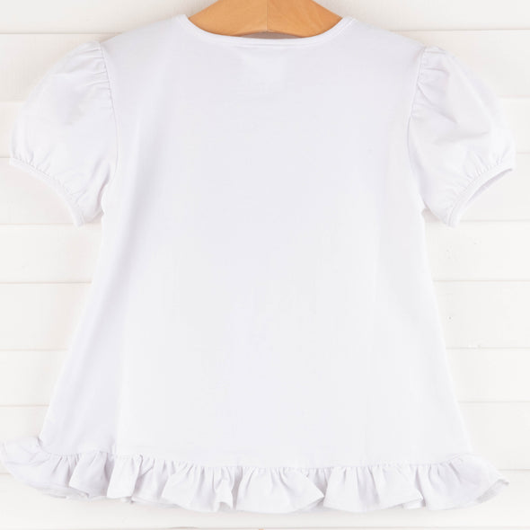 Sweet Freedom Ruffle Applique Shirt, White