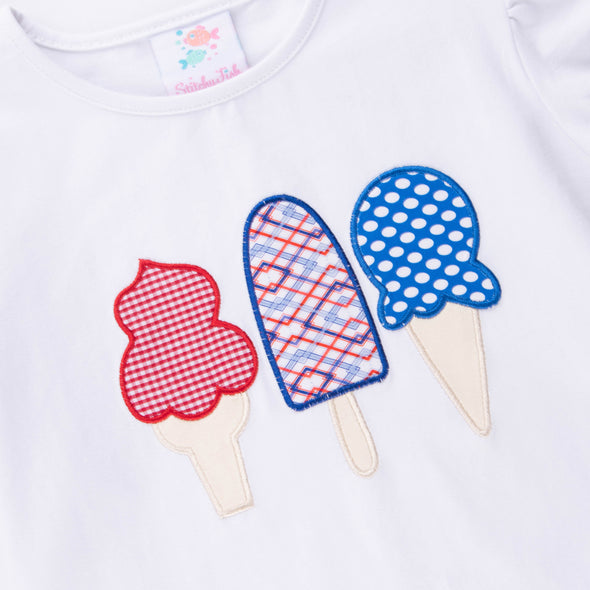 Sweet Freedom Ruffle Applique Shirt, White