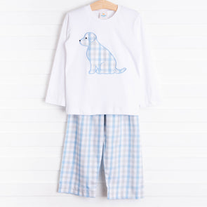 Pawcious Pant Set, Blue Plaid